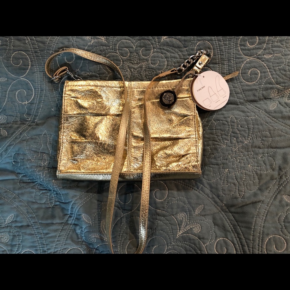 The Sak Gold Lamé Shoulder Bag NWT